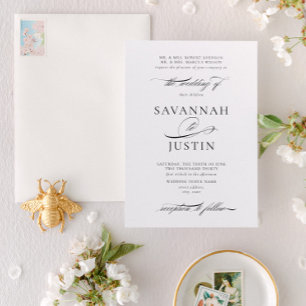 Traditionele formele zwart-wit bruiloft kaart