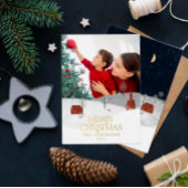 Traditionele foto elegante rustieke winter sneeuw  folie feestdagenkaart