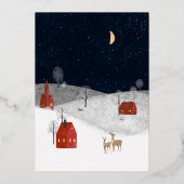 Traditionele foto elegante rustieke winter sneeuw  folie feestdagenkaart (Achterkant)