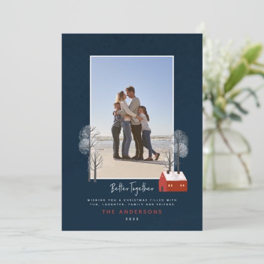 Traditionele foto-kerstmis in het roodschandaal va aankondiging (Staand voorkant)