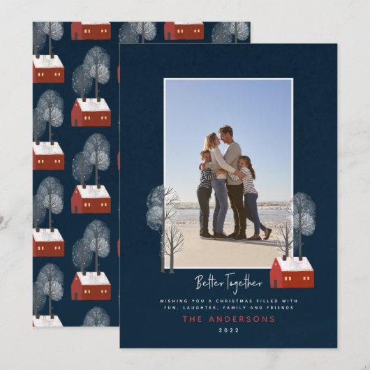 Traditionele foto-kerstmis in het roodschandaal va aankondiging (Voorkant / Achterkant)