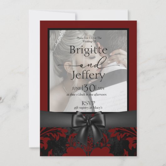 Traditionele foto van bruiloft: rood en zwart kaart (Voorkant)