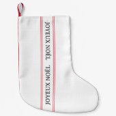 Traditionele Franse Joyeux Noël rode streep Kleine Kerstsok (Voorkant)