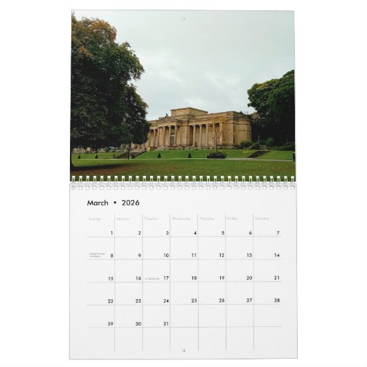 Traditionele gebouwen van Engeland Kalender (Mar 2026)
