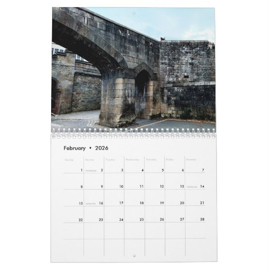 Traditionele gebouwen van Engeland Kalender (Feb 2026)