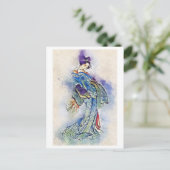 Traditionele Geisha Hokusai japan art. Briefkaart (Staand voorkant)