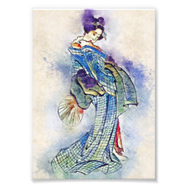 Traditionele Geisha  Hokusai japan art. Foto Afdruk