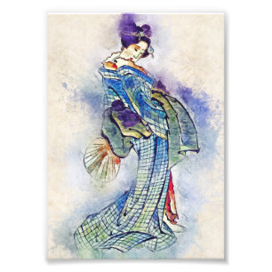 Traditionele Geisha  Hokusai japan art. Foto Afdruk
