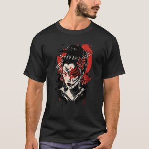 Traditionele Geisha Samurai Masker Japanse Zwaard  T-shirt