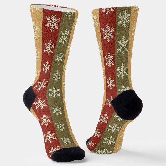 traditionele gekleurde Kerstmis sneeuwvlok gestree Sokken (Gebogen)