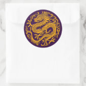 Traditionele Gele en Paarse Chinese Dragon Circl Ronde Sticker (Tas)