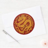 Traditionele gele en rode Chinese drakencirkel Ronde Sticker (Envelop)