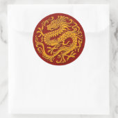 Traditionele gele en rode Chinese drakencirkel Ronde Sticker (Tas)