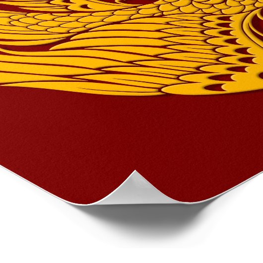 Traditionele gele Phoenix Cirkel op rood Poster (Hoek)