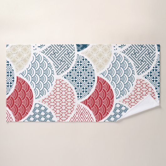 traditionele geometrische kimono patroon  sketc badhanddoek (Badhanddoek)