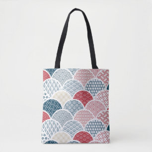 traditionele geometrische kimono patroon sketc tote bag