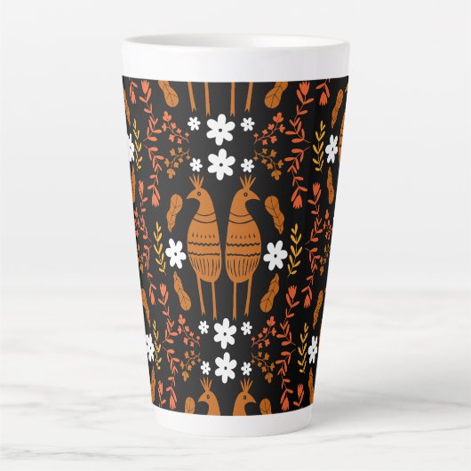 Traditionele Germaanse volks kunst vogel Latte Mok (Voorkant)