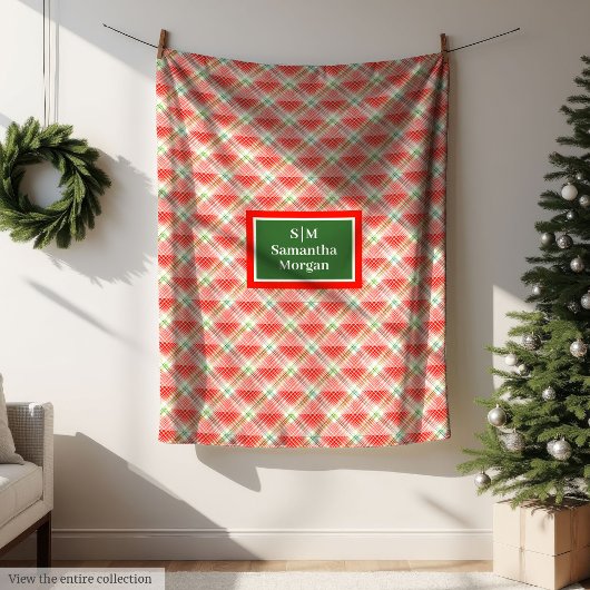 Traditionele geruite deken op maat met monogram al