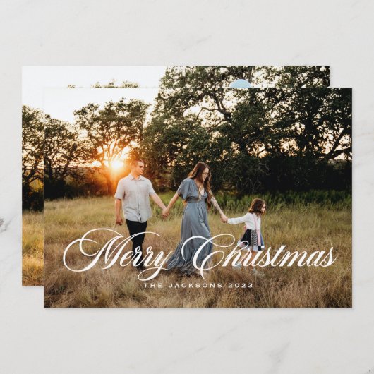 Traditionele gescripte vrolijke kerst feestdagenkaart (Voorkant / Achterkant)