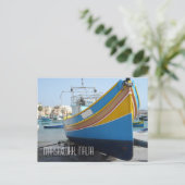 Traditionele gestreept Vissen Boat Marsaxlokk Malt Briefkaart (Staand voorkant)