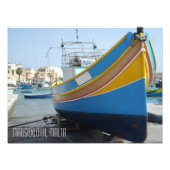 Traditionele gestreept Vissen Boat Marsaxlokk Malt Foto Afdruk (Voorkant)