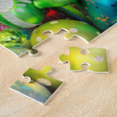 Traditionele glazen kerstversiering op de kerstmar legpuzzel (Zijkant)