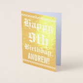 Traditionele Gold Foil 9th Birthday w/ Aangepaste  Folie Kaarten (Voorkant)