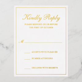 Traditionele Gold Foil Formal Wedding RSVP-kaart Folie Uitnodiging Briefkaart