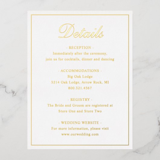 Traditionele Gold Foil Weddenschap Enclosure Card Folie Uitnodiging Briefkaart (Voorkant)