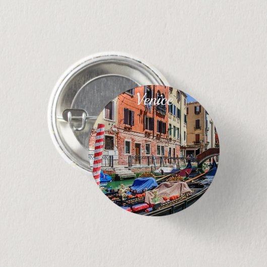 Traditionele gondel in Venetië Ronde Button 3,2 Cm (Voorkant /achterkant)