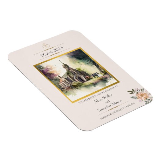 Traditionele goudbloem van de Kerk sparen de Datum Magneet (Rechterzijde)