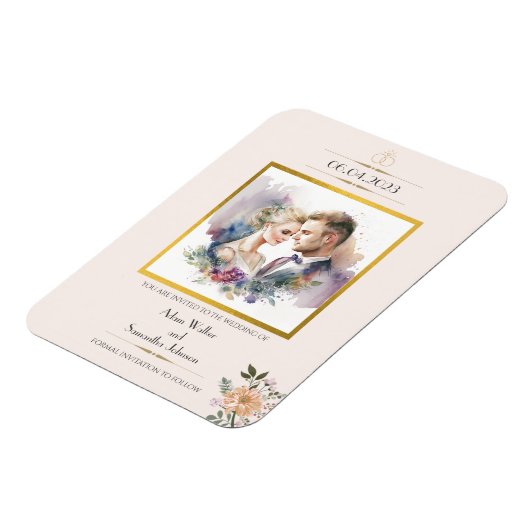 Traditionele gouden bloem sparen de Datum Magneet (Linkerzijde)