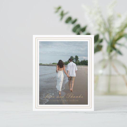 Traditionele gouden budget bruiloft dank u kaart (Staand voorkant)