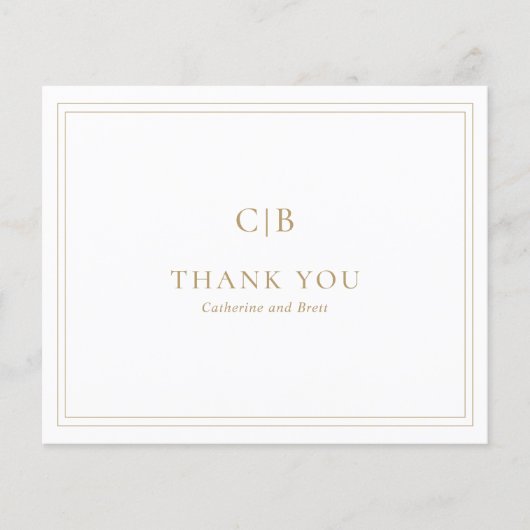 Traditionele gouden budget bruiloft dank u kaart (Voorkant)