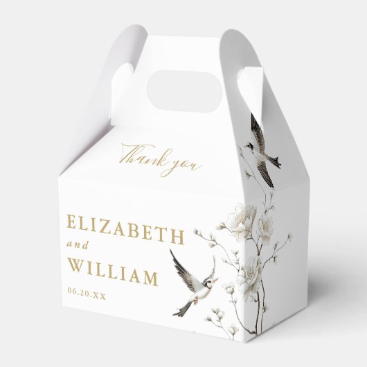 Traditionele gouden Chinoiserie bruiloft Dank u Bedankdoosjes (Voorkant Zijde)