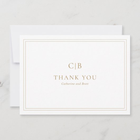 Traditionele gouden elegante bruiloft bedankkaart (Voorkant)