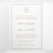 Traditionele gouden elegante bruiloft drieluik uitnodiging (Binnenkant midden)