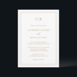 Traditionele gouden elegante bruiloft kaart<br><div class="desc">Classic Wedding Invitation met je monogram en trouwgegevens in faux goud omringd door een dubbele grens. De doopvont en de randkleuren kunnen in om het even welke kleur worden veranderd u door de "pas"knoop aan te klikken. Een traditionele uitnodiging voor een stijlbruiloft met een schoon en tijdloos design dat perfect...</div>