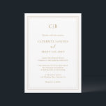 Traditionele gouden elegante bruiloft kaart<br><div class="desc">Classic Wedding Invitation met je monogram en trouwgegevens in faux goud omringd door een dubbele grens. De doopvont en de randkleuren kunnen in om het even welke kleur worden veranderd u door de "pas"knoop aan te klikken. Een traditionele uitnodiging voor een stijlbruiloft met een schoon en tijdloos design dat perfect...</div>