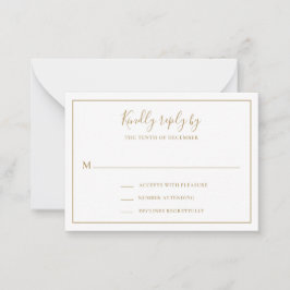 Traditionele Gouden Elegante Mini Wedding RSVP Kaa Notitiekaartje