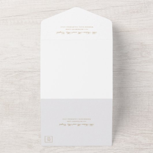 Traditionele Gouden Formele Elegante Huwelijk All In One Uitnodiging (Buitenkant)