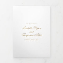 Traditionele Gouden Formele Elegante Huwelijk Drieluik Uitnodiging