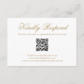 Traditionele gouden formele QR-code Elegante bruil RSVP Kaartje (Voorkant)