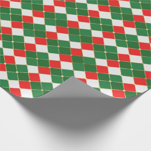 Traditionele gouden groene witte roodroodroodvlech cadeaupapier (Hoek)