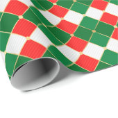 Traditionele gouden groene witte roodroodroodvlech cadeaupapier (Rol Hoek)