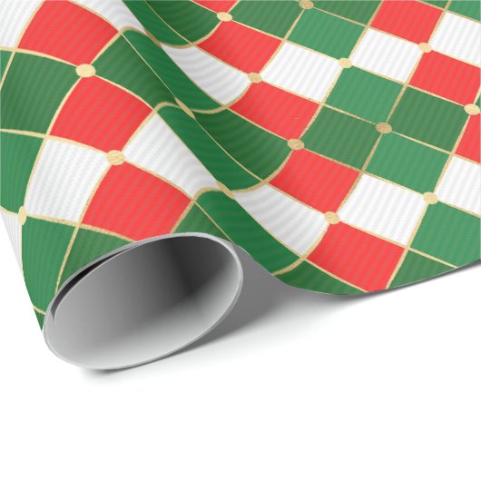 Traditionele gouden groene witte roodroodroodvlech cadeaupapier (Rol Hoek)
