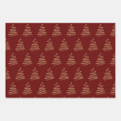 Traditionele gouden metallic kerstboom diep rood inpakpapier vel (Voorkant 2)