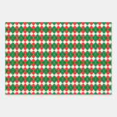 Traditionele gouden rode groene witte argyle inpakpapier vel (Voorkant 3)