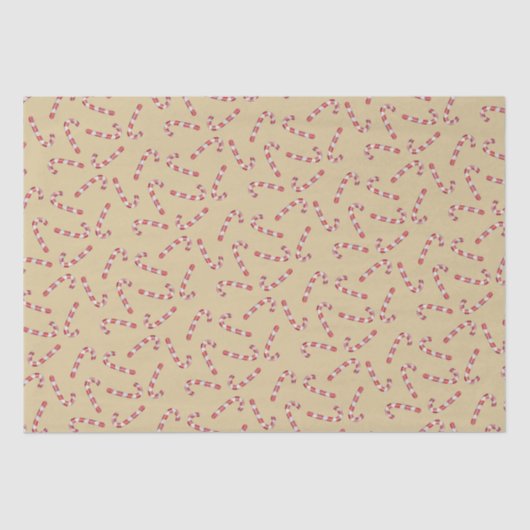 Traditionele gouden snoep Cane Vintage Kerstmis Tissuepapier (Voorkant)