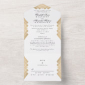 Traditionele goudpiramide Geometric Gatsby Wedding All In One Uitnodiging (Binnen)